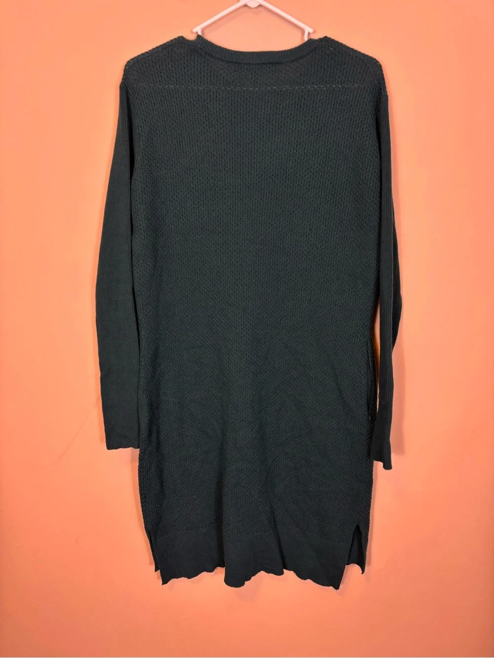 Title Nine Women's Dark Teal Long-Sleeve Knit Merino Wool Sweater Dress Large